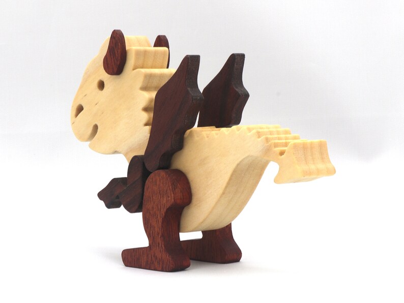 Handmade mythical fantasy dragon figurine crafted from select hardwoods and finished with custom mineral oil and wax blend from my Buddies Dragons Collection.