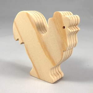 Wood Toy Rooster/Chicken Blank Cutout, Handmade, Unfinished, Unpainted, Paintable, and Ready to Paint From My Itty Bitty Animal Collection
