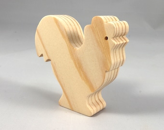 Handmade Wooden Toy Rooster/Chicken: Unfinished Cutout