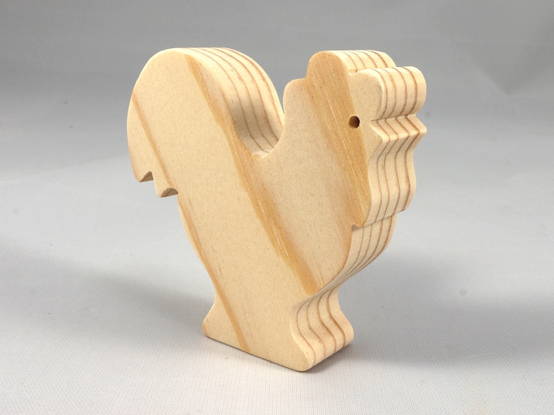 Wood Toy Rooster/Chicken Blank Cutout, Handmade, Unfinished, Unpainted, Paintable, and Ready to Paint From My Itty Bitty Animal Collection