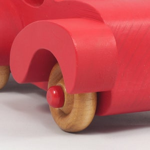 Wood Toy Truck Fat Fendered Panel Wagon Handmade And  Painted With Bright Red Acrylic Paint With Wheels Hand Finished With Nonmarring Amber Shellac From My Fat Fendered Collection