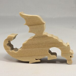 Handmade Wood Toy Peeking Dragon Cutout Freestanding, Unfinished Unpainted And Ready to Paint From My Itty Bitty Animal Collection