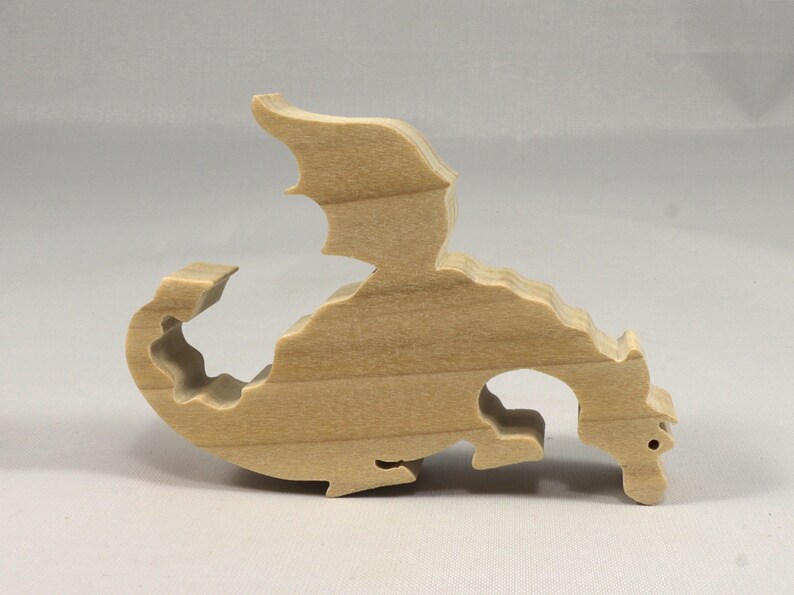 Handmade Wood Toy Peeking Dragon Cutout Freestanding, Unfinished Unpainted And Ready to Paint From My Itty Bitty Animal Collection