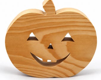 Wooden Jack-o-Lantern Cutout, Unfinished Halloween Pumpkin, Paintable Wood Craft