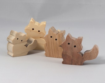 Handmade Wooden Toy Kitten: Unfinished Cutout