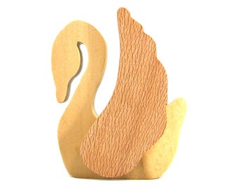 Handmade Wooden Swan Figurine: Unfinished