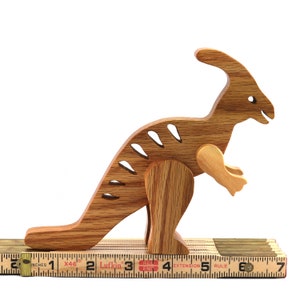 Handmade toy dinosaur figurine parasaurolophus hand finished and made from select grade hardwoods from my Buddies Dinos Collection