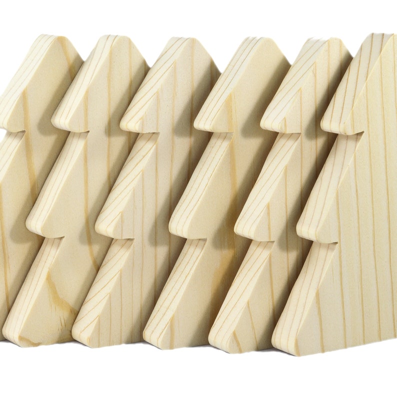 Handmade Wood Christmas Tree Cutout Unfinished Freestanding Sanded Paintable and Ready to Paint for Crafts and Decoration