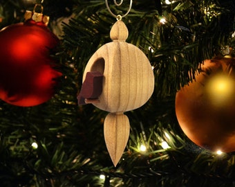 Wooden Miniature Birdhouse Ornament