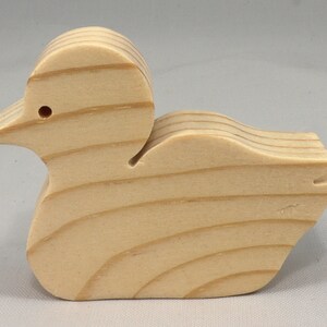 Handcrafted 2 inchwooden toy duck cutout made from 3/4-inch thick wood.