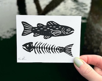 Mini lino imprimé squelette de poisson