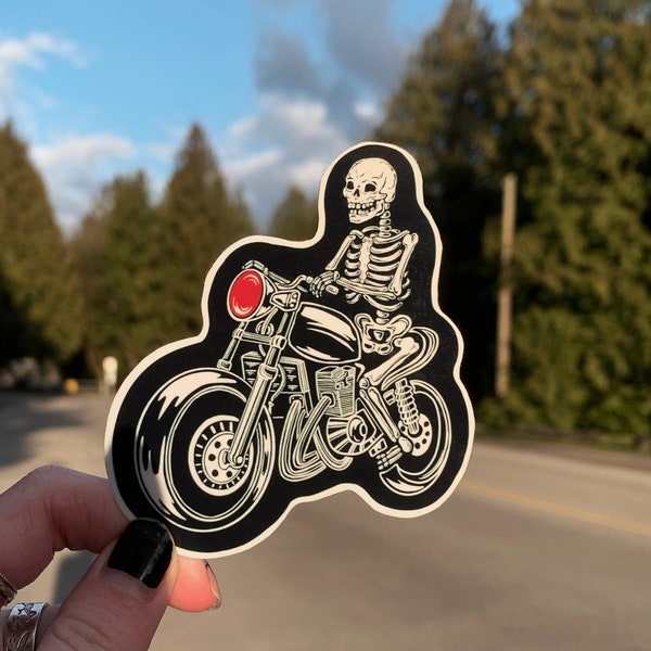 Sticker moto motard squelette