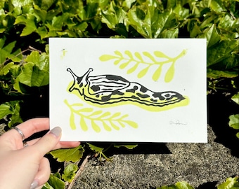 Banana Slug Bug Insect Lino Block Print