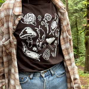 Mushroom Slug Forest Bug Screen Printed Tshirt