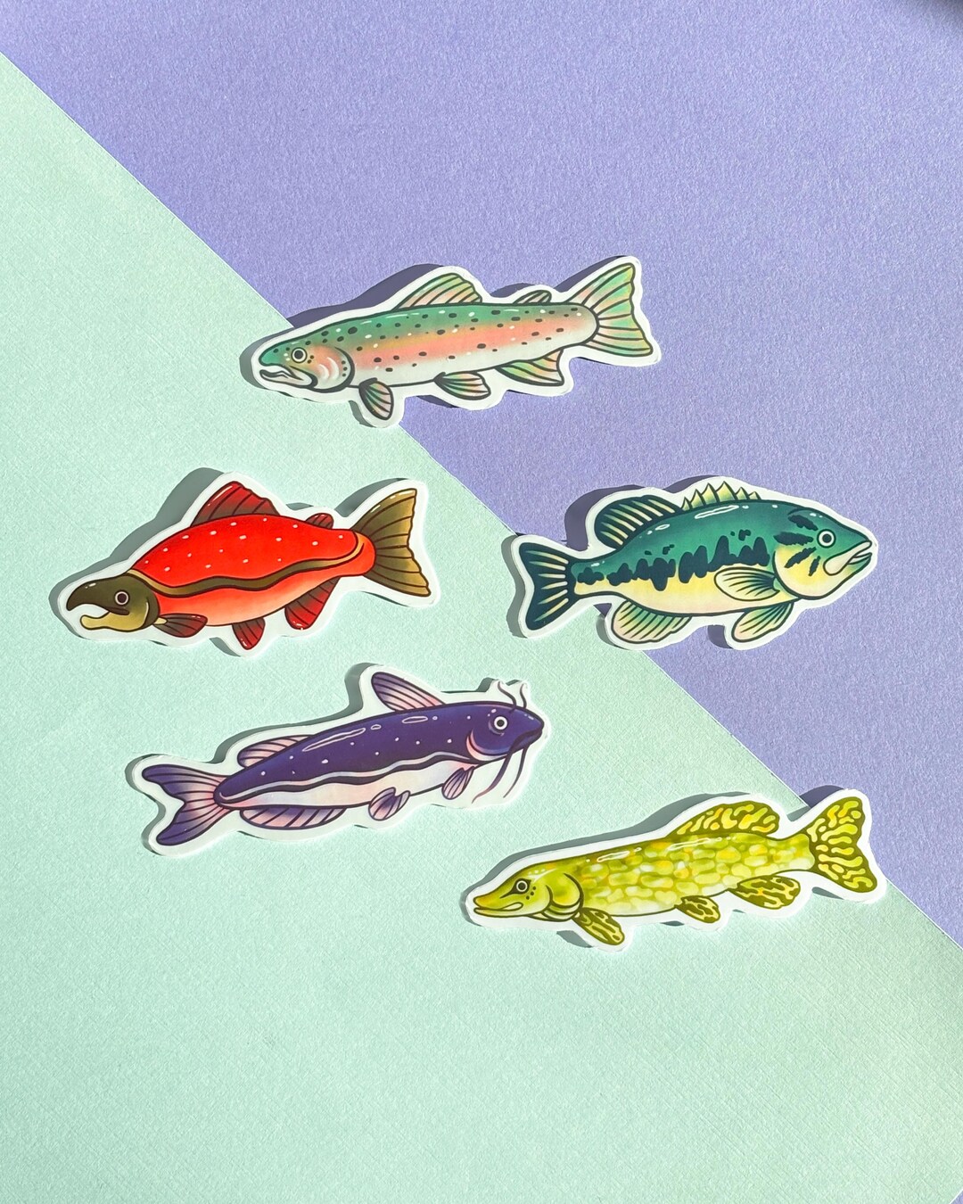 Small River Sticker River Fish Sticker Pack - Etsy