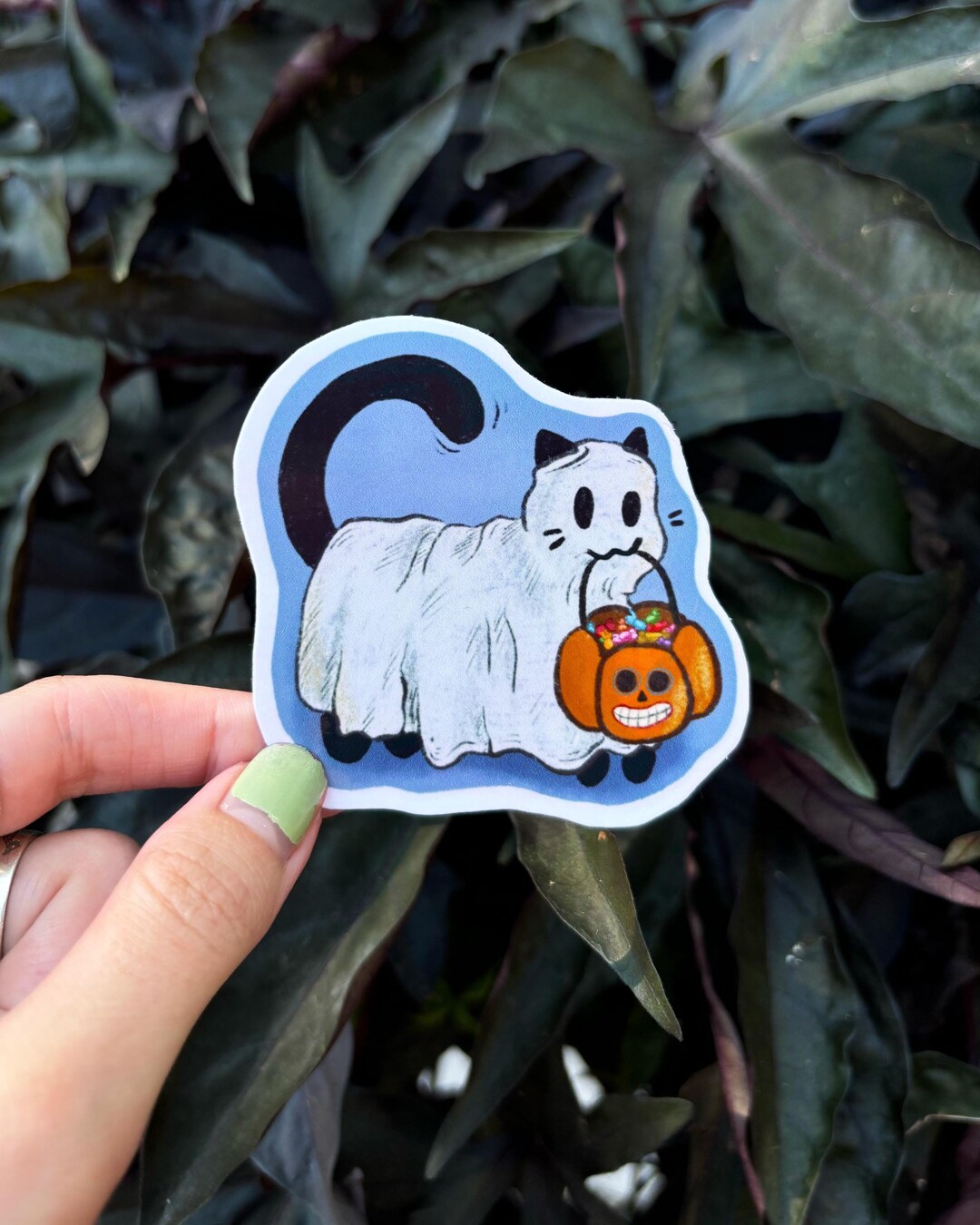 Ghost Pumpkin Black Cat Vinyl Sticker - Etsy