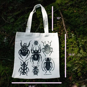 Beetle Insect Bug Screen Printed Canvas Tote Bag image 4