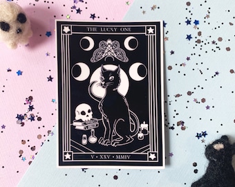 Black Cat Tarot Card Vinyl Sticker