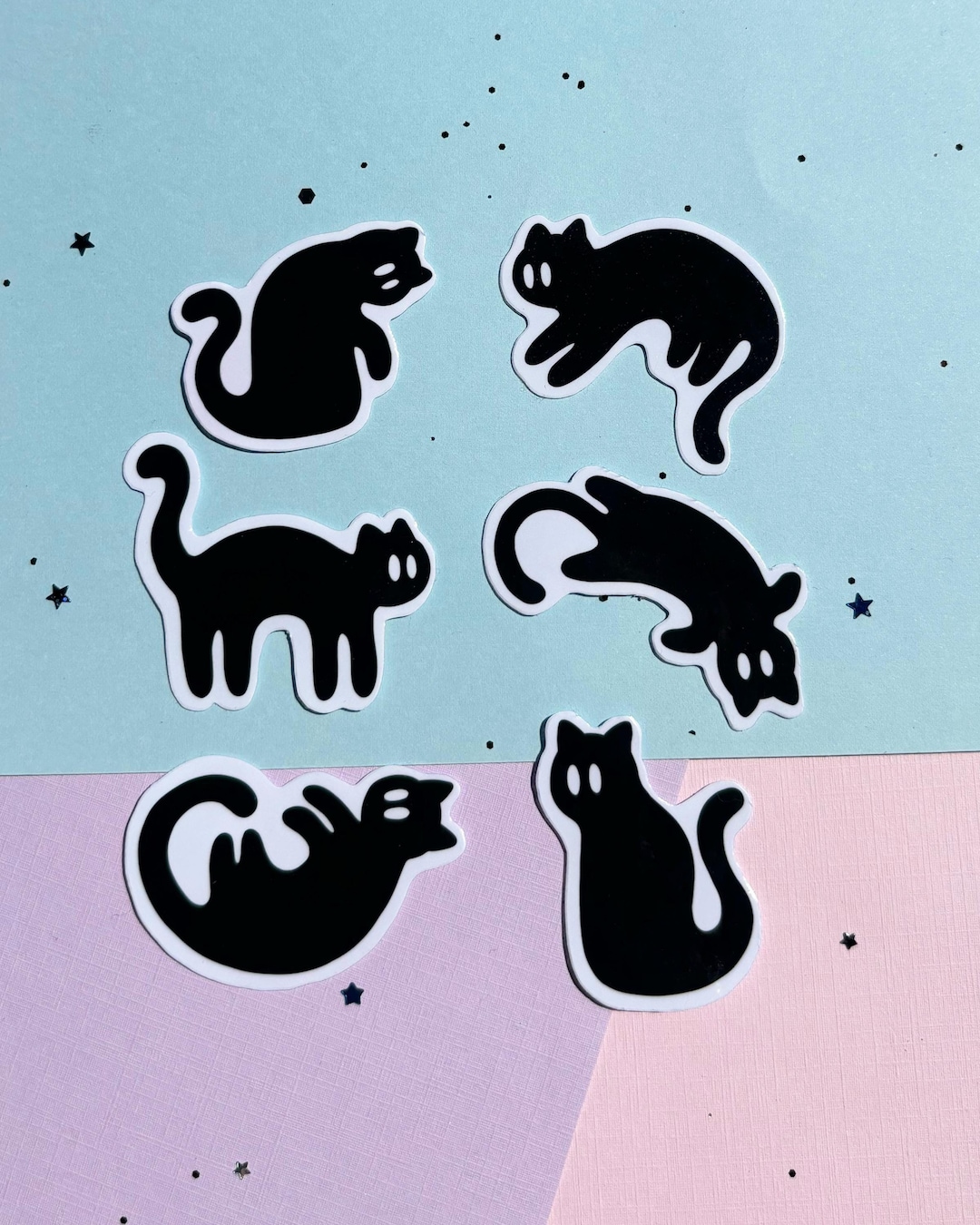Black Cat Vinyl Sticker Pack - Etsy