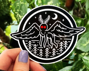 Mothman Cryptid Moth Vinyl Sticker