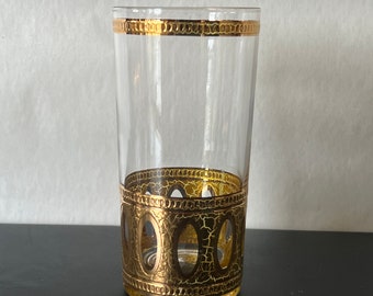 Rare Set of Vintage Culver Ltd "Antigua" Pattern Glasses, 22k Gold, 12 oz, Signed Culver LTD, Atomic Cocktail Glasses 1950's (Set of 2)