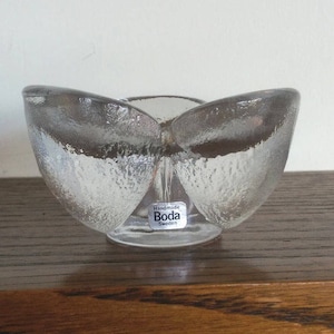 Kosta Boda glass candle holder tulip clear sweden art handmade scandinavian retro home collectible