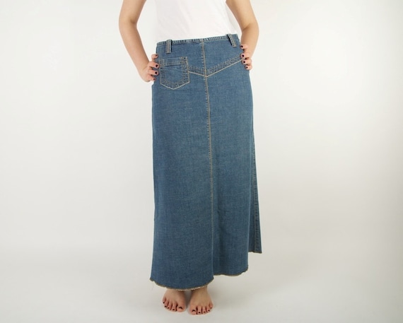 western denim skirts long