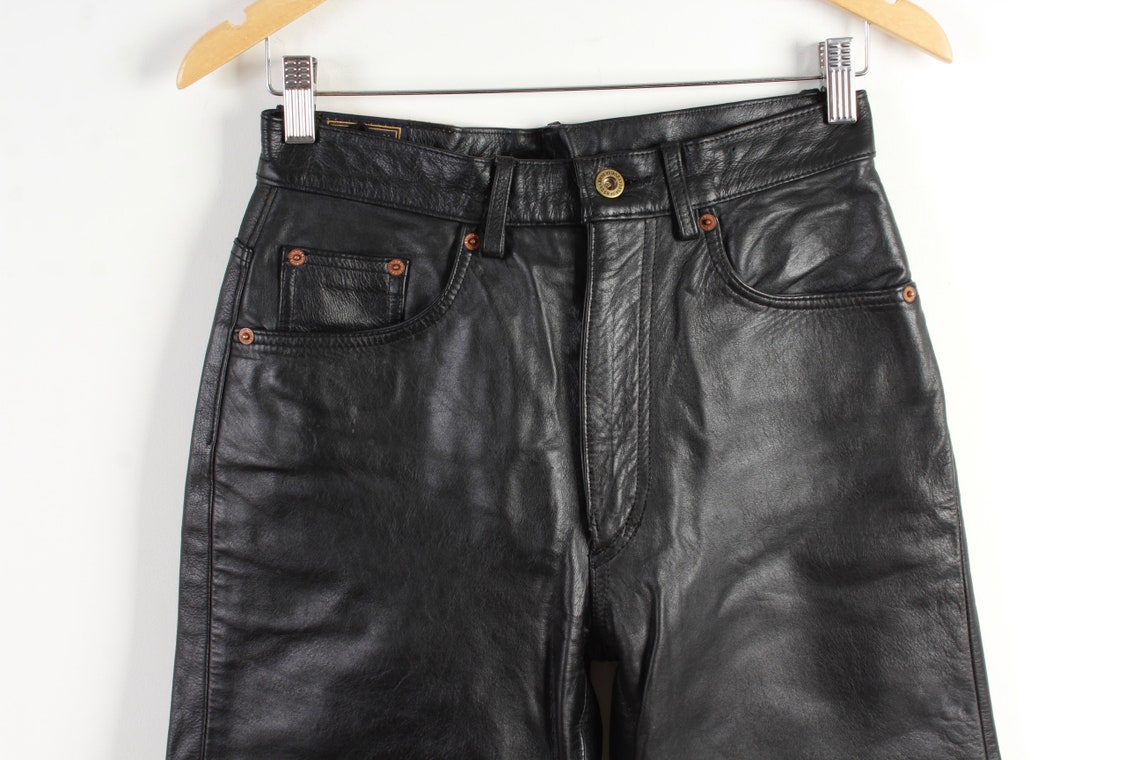Real Leather Rocker Pants Punk Rock High Waist Women Pants | Etsy