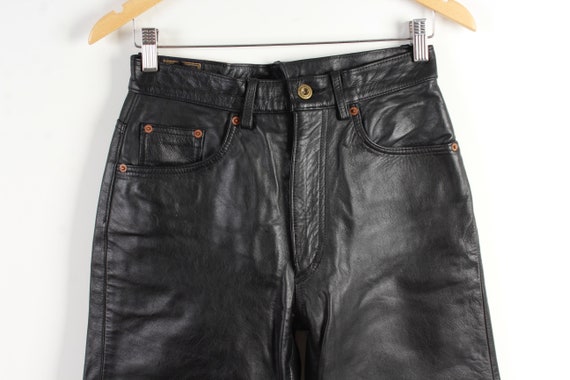 Real Leather Rocker Pants Punk Rock High Waist Wo… - image 2