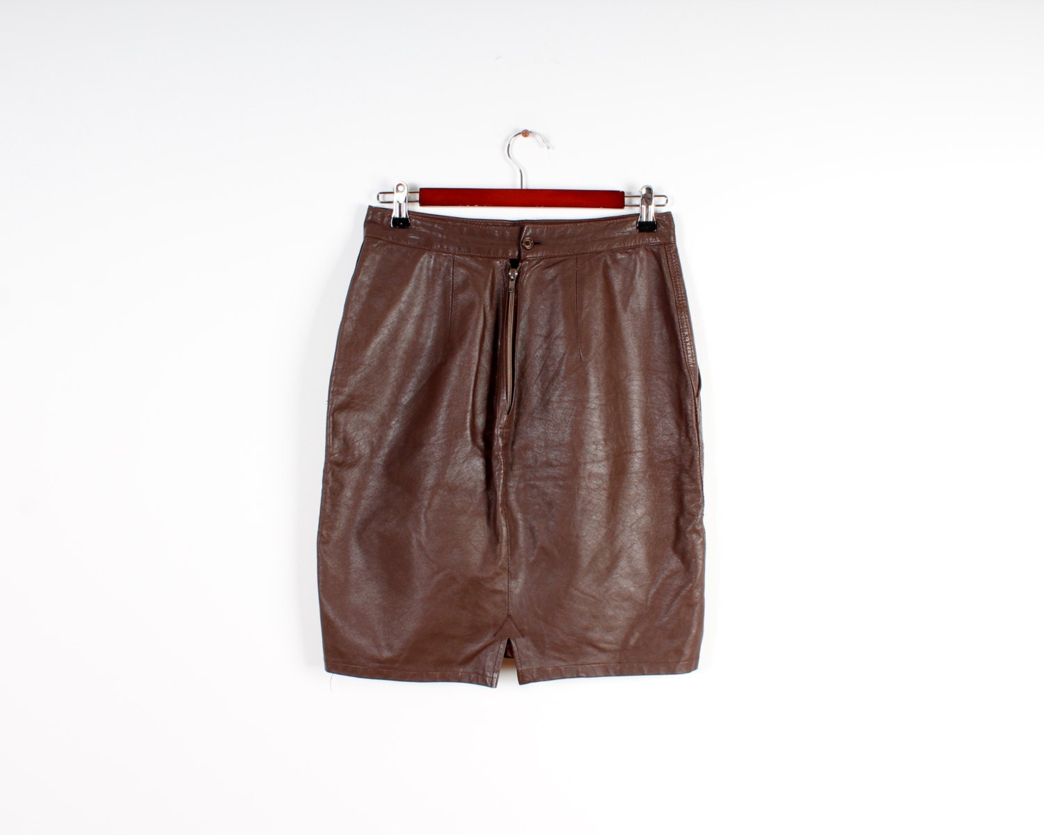 Vegan Leather Skirts Brown Vintage Pencil Skirt Faux Leather - Etsy