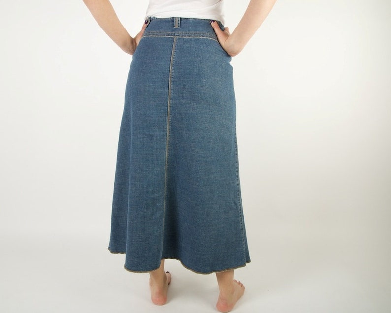 90s Style Maxi Long Denim Skirt Pencil Country Western Blue | Etsy