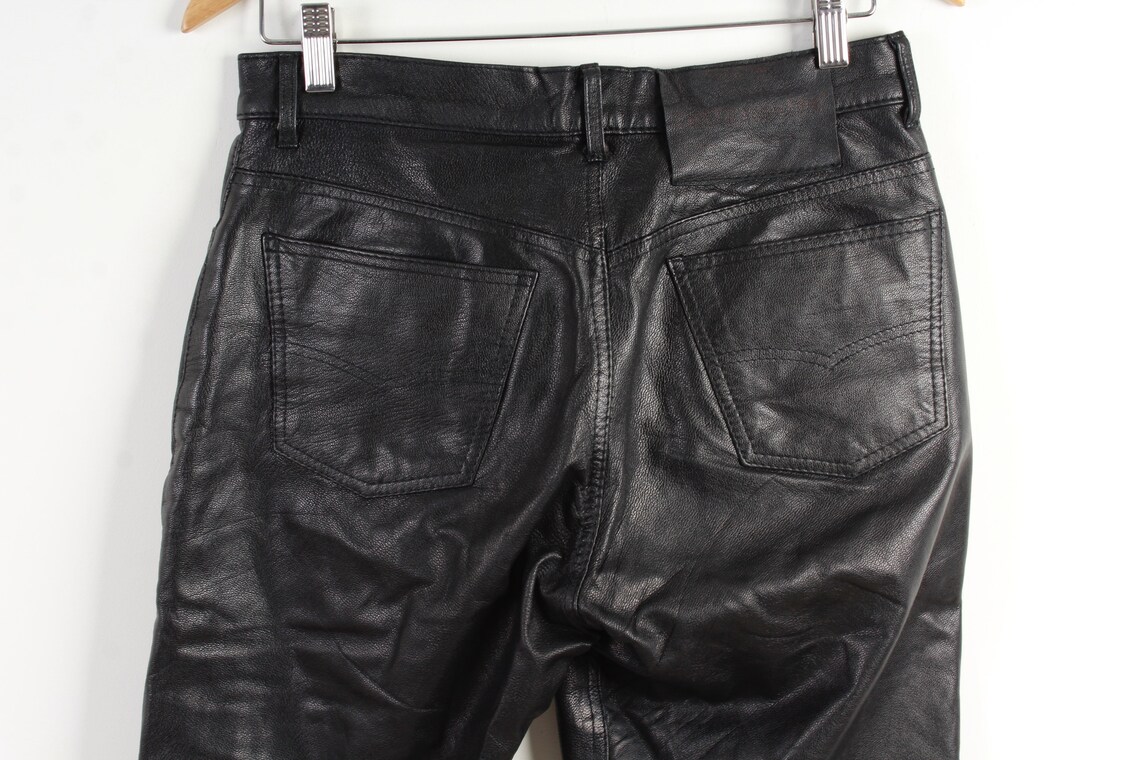 Real Leather Rocker Pants Punk Rock High Waist Pants Black - Etsy