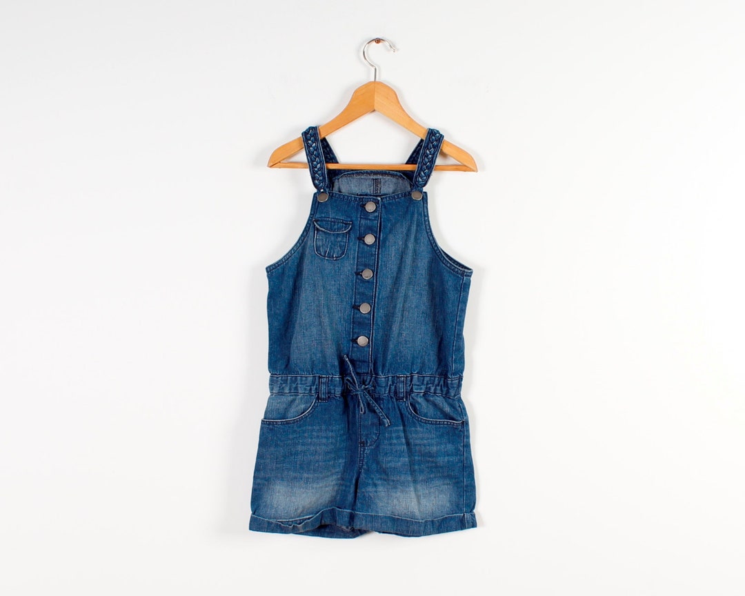 Girl Denim Overall Dress Denim Bodysuit Vintage Midi Short - Etsy