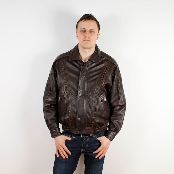 Vintage Soft Lamb Leather Mens Jacket Genuine Lea… - image 1