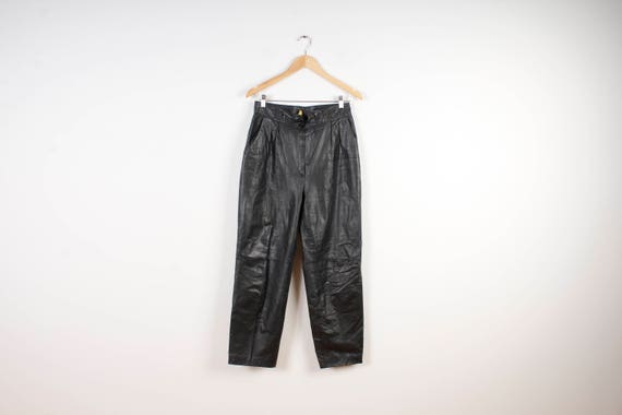 Real Leather Rocker Pants Punk Rock High Waist Wo… - image 1