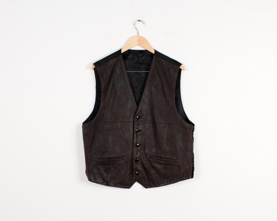 Real Soft Leather Vest  Genuine Leather Men's Ves… - image 4