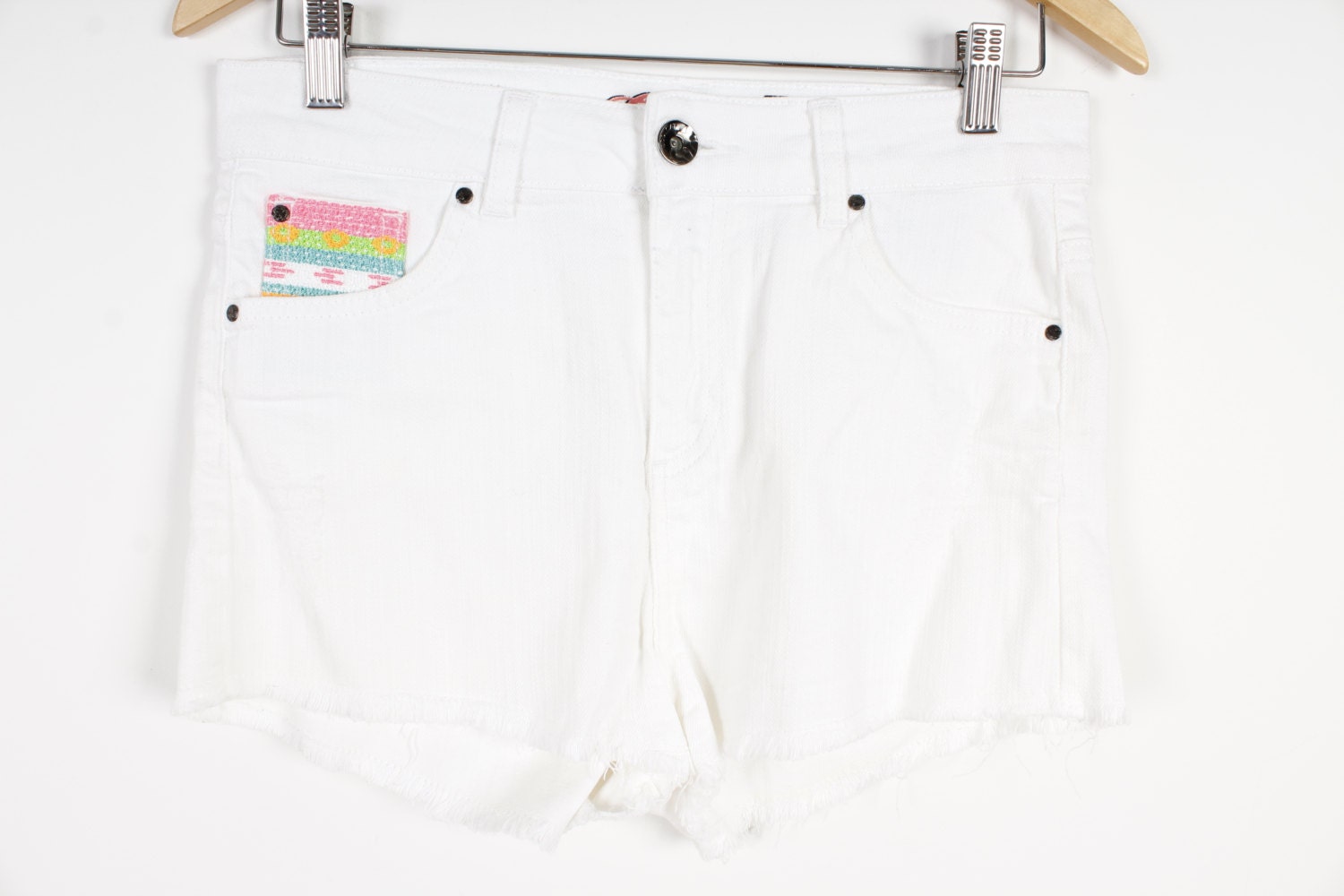 White Denim Mini Shorts Summer White Denim Shorts Pockets Mini Etsy