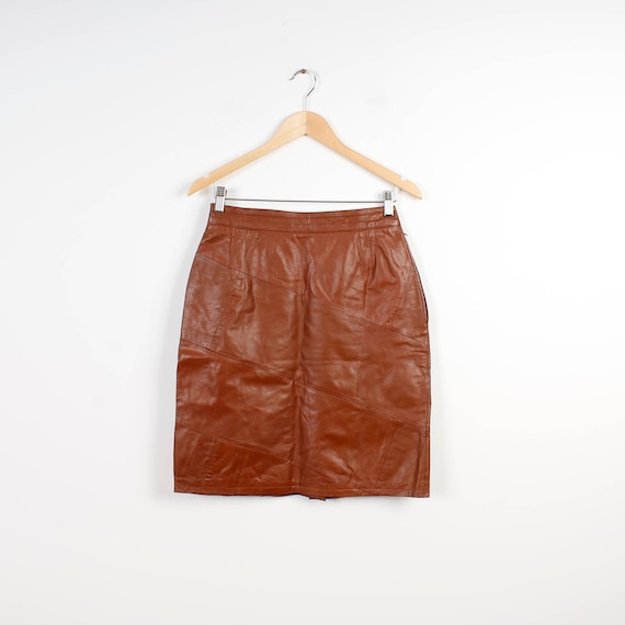 Real Leather Skirt Brown Vintage Pencil Skirt Genu
