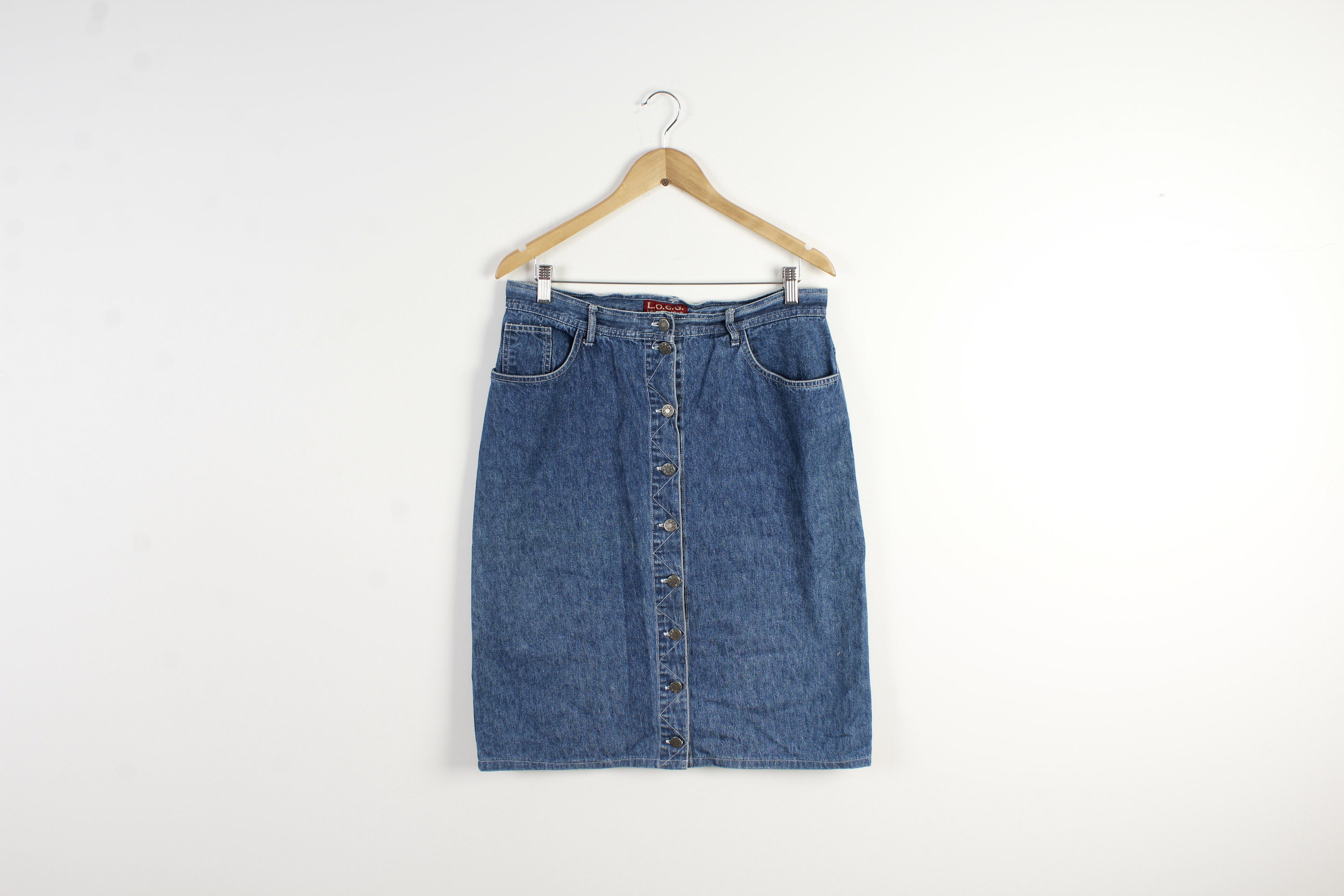 90s Denim Skirts Jeans Country Western Waist Button up Knee - Etsy