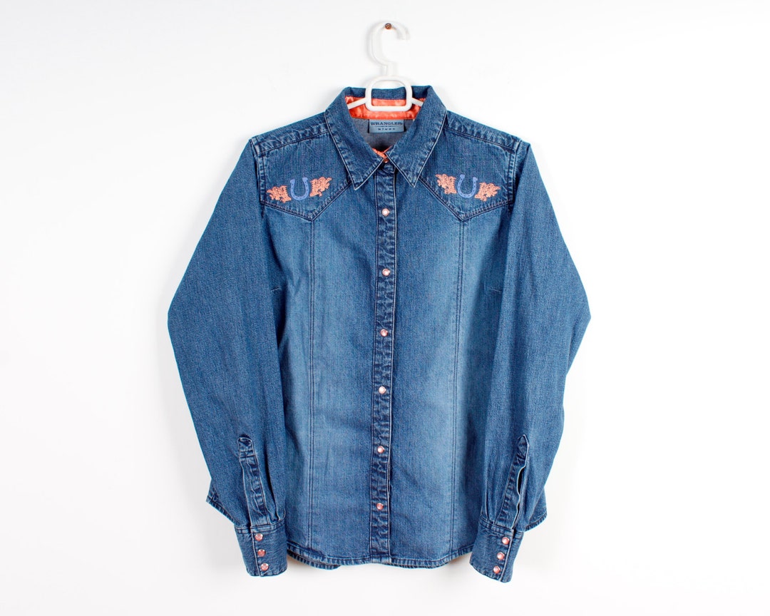 Vintage Denim Shirt Women Country Style Denim Shirt Hipster Vintage ...