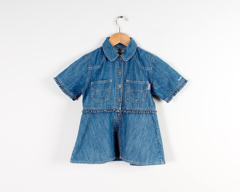 Baby Girl Denim Dress Button up Denim Tunic Baby Girl Vintage Etsy
