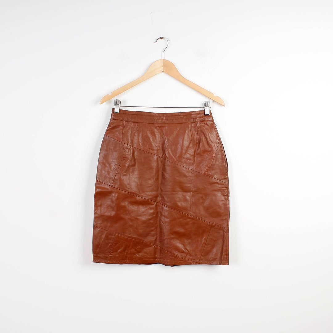 Jupe Crayon En Cuir Véritable Preston & York - Taille 8 - Noir/Marron - Occasion Très Bon État - Longueur Genoux