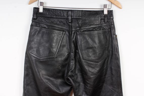 Real Leather Rocker Pants Punk Rock High Waist Wo… - image 5