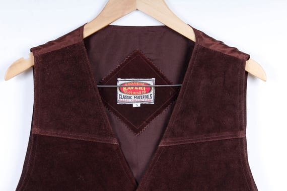 Real Leather Vest Suede Leather Mens Vest Vintage… - image 2