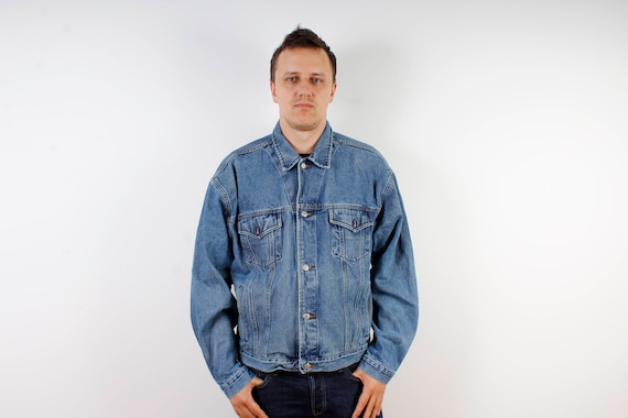 Blue Denim Jacket Vintage Batistini Men Denim Jacket 90s Denim Etsy