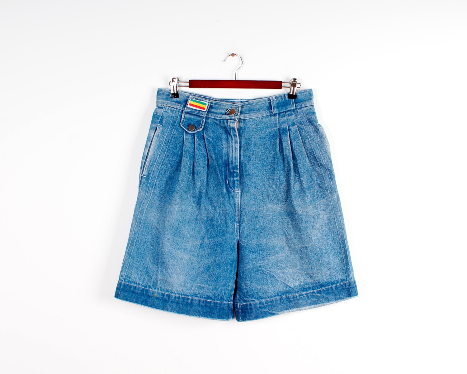 Women Denim Shorts Vintage Acid Wash 