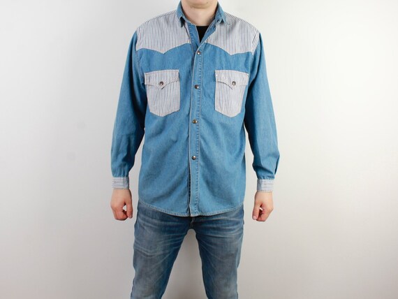 large denim shirt