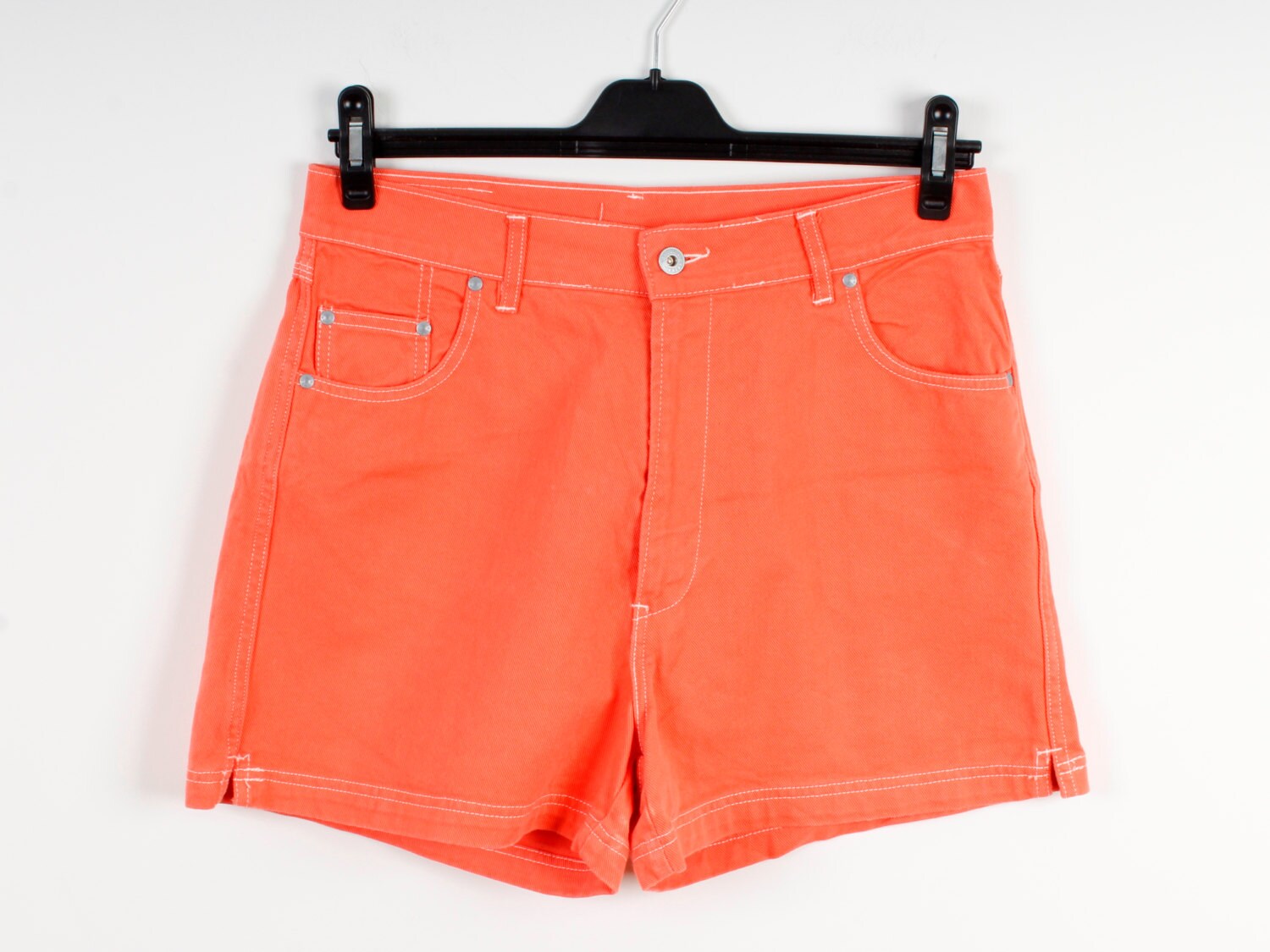 orange denim shorts