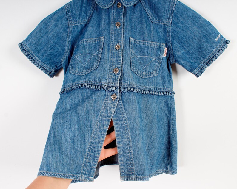 Baby Girl Denim Dress Button up Denim Tunic Baby Girl Vintage Etsy