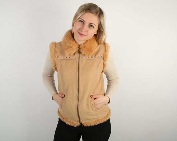 Faux Leather Vest Brown Women Vest Kids Winter Vest Furry Etsy